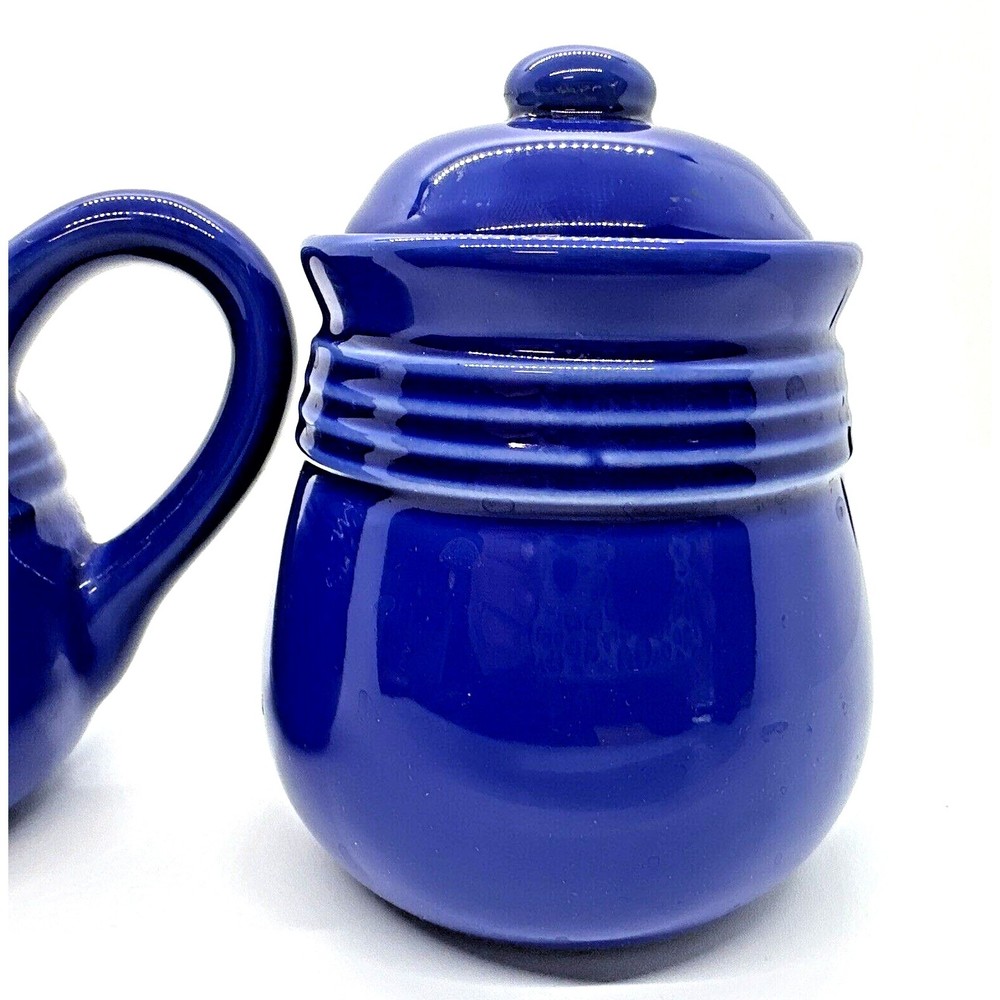 Test Rite International Cobalt Blue Stoneware Sugar & Creamer set - Picture 3 of 11